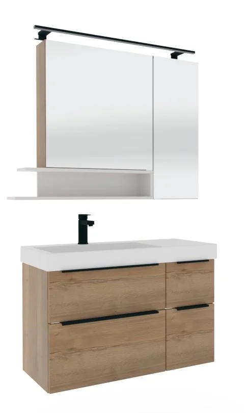 Puris c!mano Badmöbel Set - 90 cm mit Ablagefläche rechts