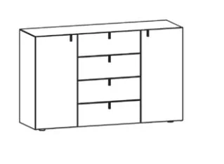 Kombikommode / 2 Türen - 4 Schubkästen / Maße: 147,2x91,2x44 cm