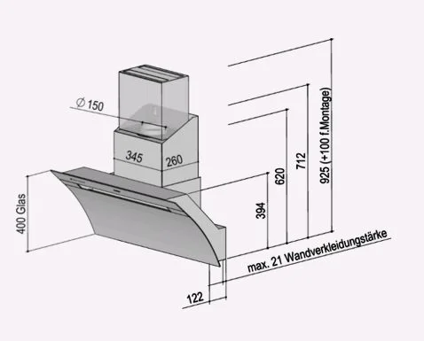 berbel Kopffreihaube Glassline BKH 90 GL-2 weiß 1040066, mit 5 Jahre Vollgarantie - Ansicht 3