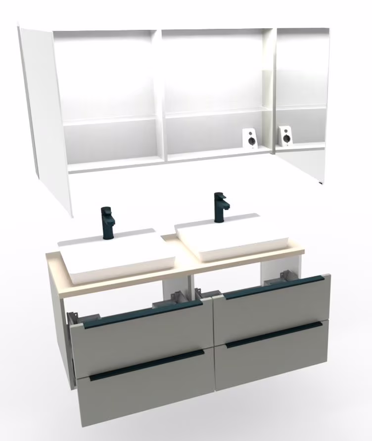 Puris Aspekt Badmöbel Set / Doppelwaschplatz - 120 cm - Ansicht 7