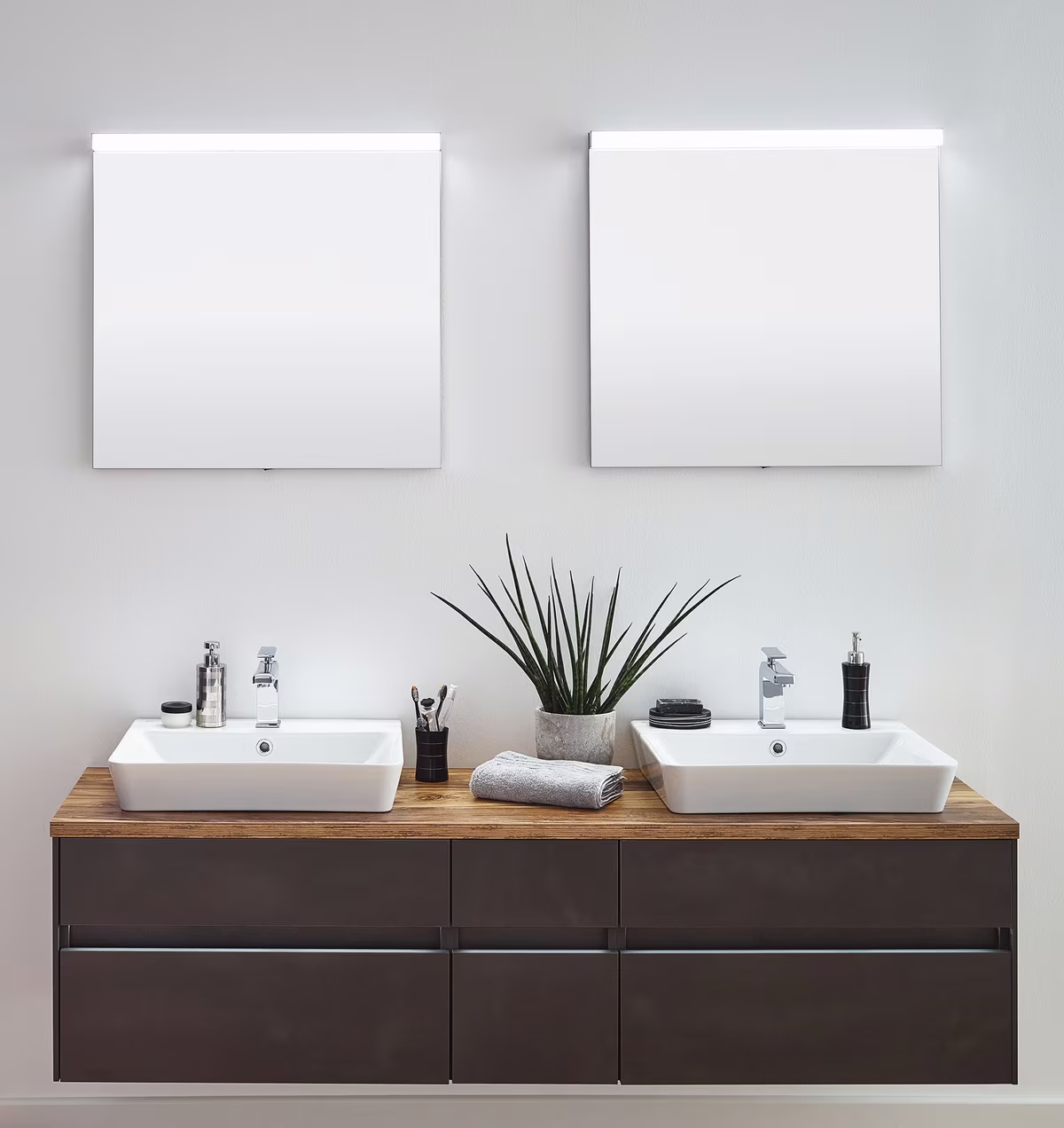 Puris Unique Badmöbelset 172 cm mit 2 x Flächenspiegel - Ansicht 2