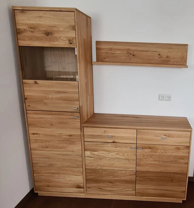 Dudinger Alexandra Wohnwand - Wildeiche natur, geölt mit Crushed Oak Optik