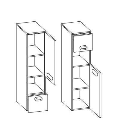 Pelipal Quickset 353 - Mittelschrank - 1 Türe, 1 Nische, 1 Schubkasten / 30 cm breit - Ansicht 2