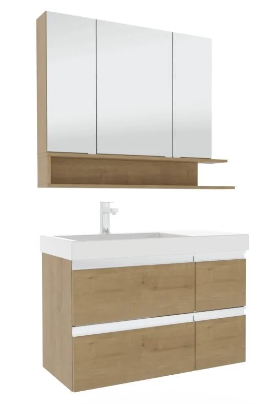 Puris c!puro Badmöbel Set - 90 cm mit Ablagefläche rechts / mit 4 Auszügen