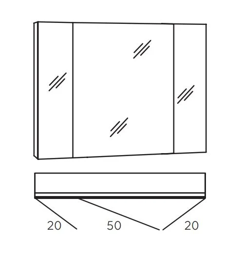 MARLIN 3980spiegel - Spiegelschrank 90 cm breit - SOXD9 - Ansicht 2