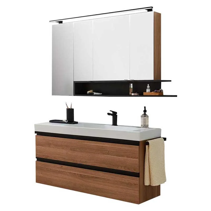 Puris c!puro Badmöbel Set - 122 cm mit Spiegelschrank