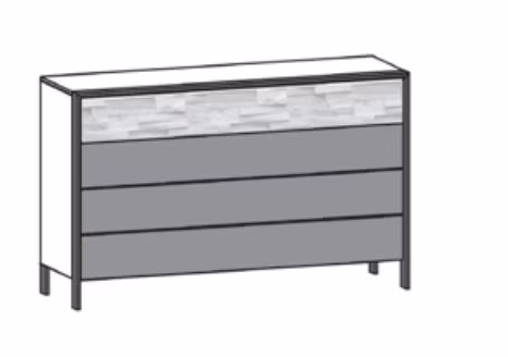 Thielemeyer Steel Kommode mit Spaltholz und Colorglas / 147,2 cm - Ansicht 2