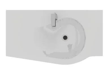 Glaswaschtisch Optiwhite - geschwungene Seite rechts