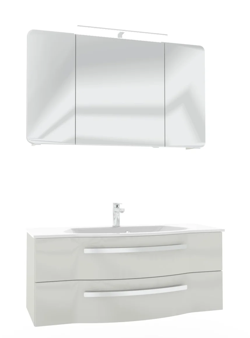Pelipal 4005 Badmöbel Set mit Spiegelschrank mit Aufsatzleuchte - 117 cm