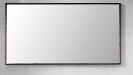 Flächenspiegel mit LED-Alurahmen in schwarz matt 120 cm FSB451204