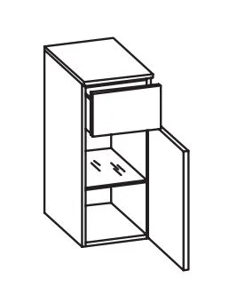 316.013040 Unterschrank / 1 Drehtüre / 1 Schubkasten / 1 Einlegeboden / inklusive Türdämpfer / wandhängend