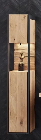 830764 - Hängeschrank, 2-türig, links angeschlagen, 1 offenes Fach, Rückwand Spaltzholz - Maße: 21,1x134,4x33,1 cm