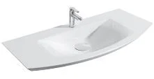 Mineralmarmorwaschtisch weiss, inkl. Clouüberlaufsystem, 5x129x50,5 cm