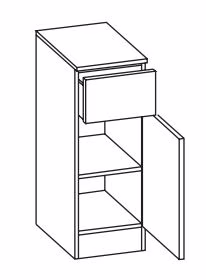 953.013040 Unterschrank / 1 Drehtüre / 1 Schubkasten / 1 Einlegeboden / stehend / Breite 30 cm / Höhe 81 cm / Tiefe 33 cm