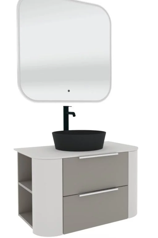 Puris Veluna Badmöbelset mit Aufsatzwaschtisch und Flächenspiegel - 80 cm - Ansicht 6