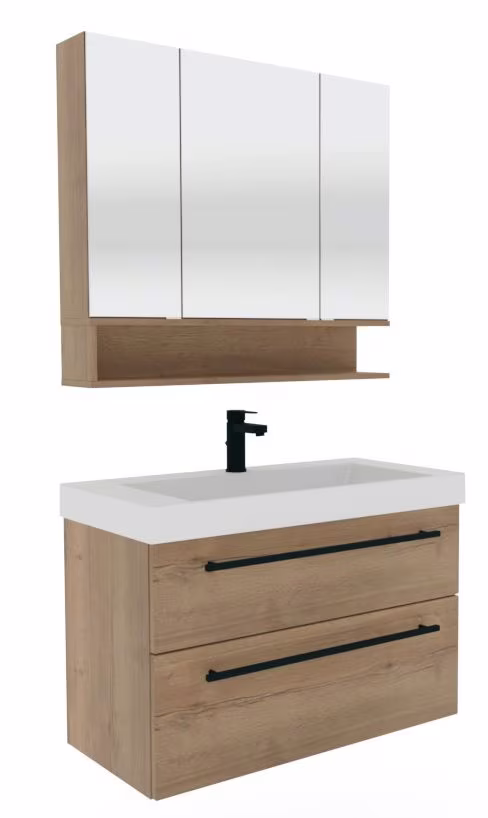 Puris c!mano Badmöbel Set - 90 cm Becken mittig