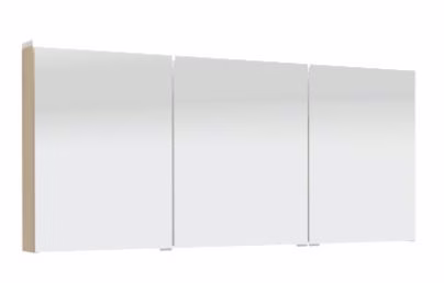 Spiegelschrank 140 cm S2A431478 - für Einzelwaschtisch-Lösung, 3 Doppelspiegeltüren, 2 Mittelwände, 6 Glasfachböden, 1 Schalter-Steckdosen-Element, 1 LED-Flächenleuchte, 21,3 Watt / Converter 30 Watt, für Einzelwaschtisch-Lösung, Energieeffizienzklasse: A