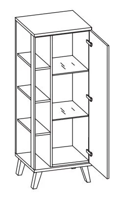 923.015055 Midischrank / 1 Drehtüre / 2 Glaseinlegeböden / seitliches Ablagefach / Abdeckplatte / inklusive Türdämpfer