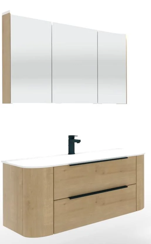 Puris Veluna Badmöbelset mit Stonepluswaschtisch und Spiegelschrank - 100 cm - Ansicht 5