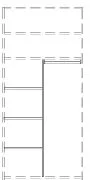 2x 155902 T-Einteilungsset inkl. Mittelseite / 3 Einlegeböden / und Kleiderstange 47,6 cm - nur für zweitürige Elemente! Bitte genaue Position angeben