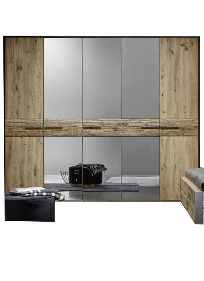 Thielemeyer Steel Drehtürenschrank / 5-türig mit 3 Spiegeltüren mittig
