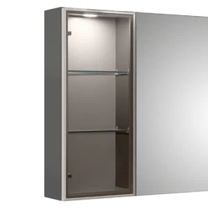 Vitrine mit getönter silberner Glastür, Türanschlag links SENE01312L