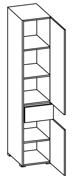 996.333020 Hochschrank / 2 Drehtüren / 1 großer Schubkasten / 3 Einlegeböden / inklusive Türdämpfer / stehend