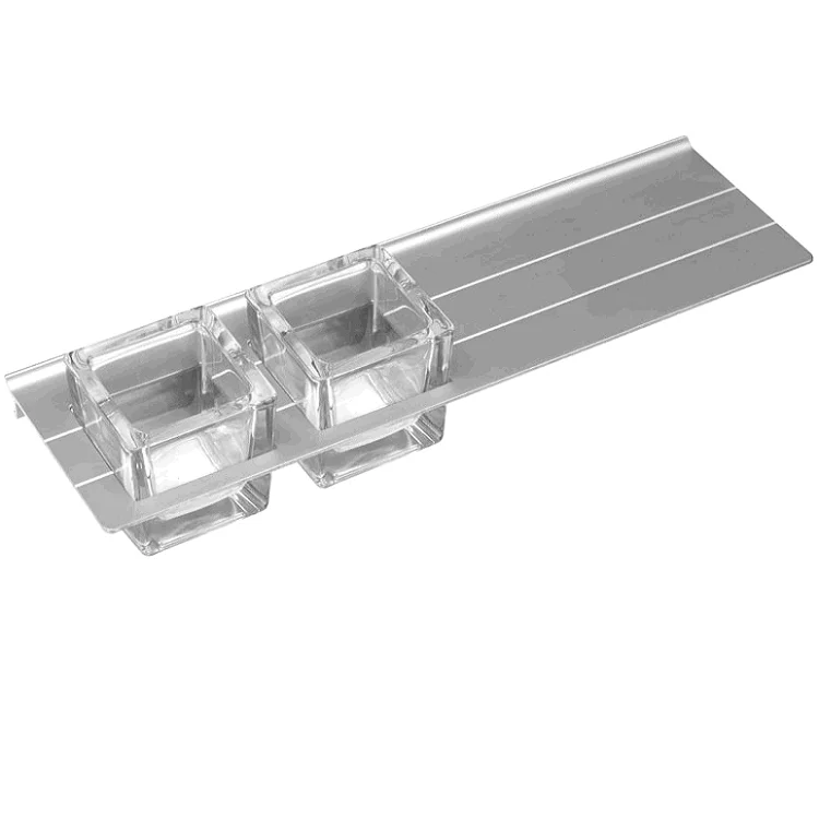 mit ABL 04 Ablage für Funktionsspiegel, Aluminium matt, mit Ausfräsung und 2 Glaseinsätze