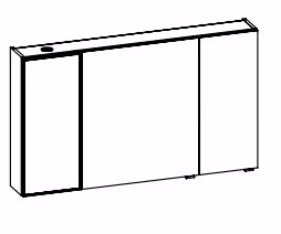 SENE01312 Spiegelschrank mit 1 Vtrinentüre in Rauchglas Schwarz, rechts oder links, inkl. 2 LED Spots - Maße: 70,3x120x17 cm