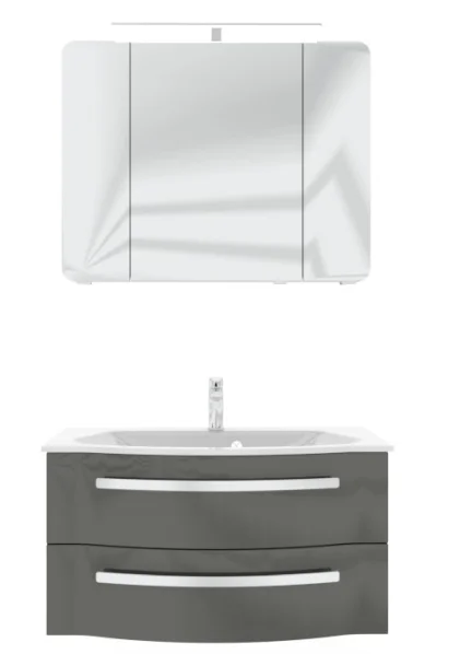 Pelipal 4005 Badmöbel Set mit Spiegelschrank mit Aufsatzleuchte - 92 cm - Ansicht 2