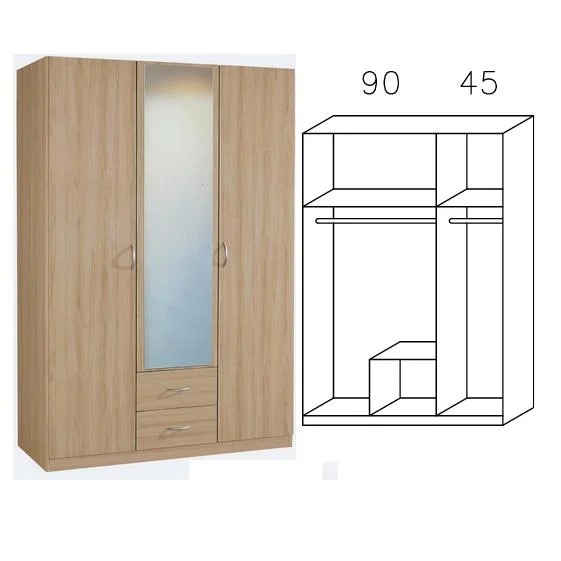 2767 Kombischrank, Breite 136 cm, 1 Spiegelt.
