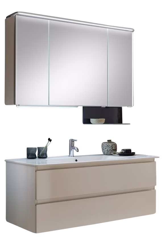 MARLIN 3290fair Bad-Kombination 120 cm, mit Spiegelschrank und Regal