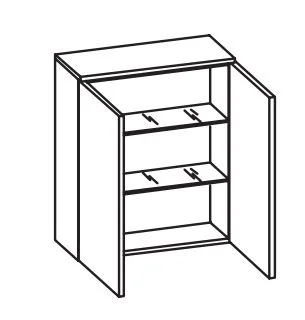 313.016030 Wandschrank / 2 Drehtüren / 2 Einlegeböden / Breite 60 cm / Höhe 70 cm / Tiefe 20 cm - inklusive Türdämpfer