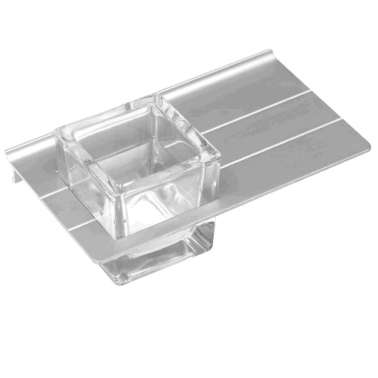 mit ABL 02 Ablage für Funktionsspiegel, Aluminium matt, mit Ausfräsung und einem Glaseinsatz