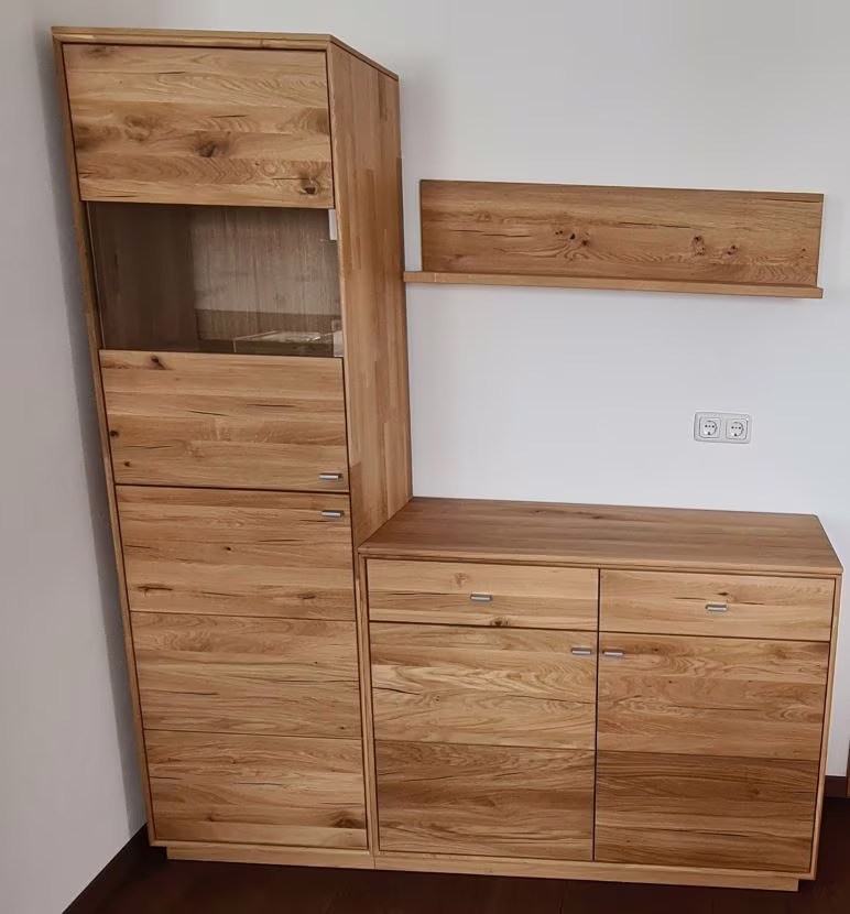 Dudinger Alexandra Wohnwand - Wildeiche natur, geölt mit Crushed Oak Optik