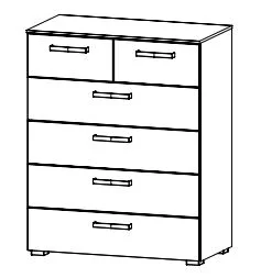 Schubkommode mit 6 Schubkästen / Breite 80 cm / Höhe 100 cm / Tiefe 42 cm