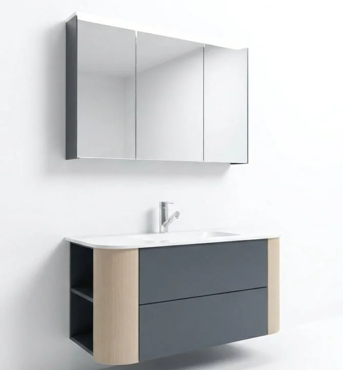 Puris Veluna Badmöbelset mit Stonepluswaschtisch und Spiegelschrank - 100 cm - Ansicht 7