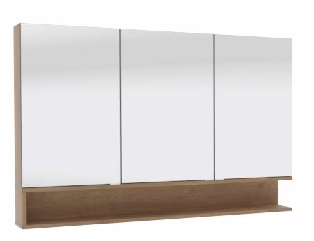 SET5312RG Spiegelschrank, 3 Doppelspiegeltßüren, 6 Glasböden, 2 Mittelwände, Schalter und Steckdose, Regal rechts oder links seitlich geöffnet, Regal farblich absetzbar - Maße: 15x120x80 cm