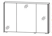S2A531203 Spiegelschrank Serie C, 3 Spiegeltüren auf Trägerplatte, 2 seitliche LED-Beleuchtungsprofile, inkl. Schalter und Steckdose - 15x120x80 cm