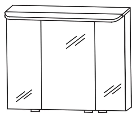 Puris Veluna Spiegelschrank mit 3 Doppelspiegeltüren - 80 cm