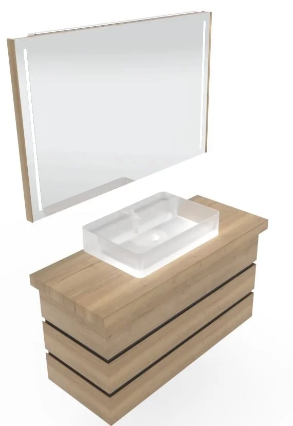 Thielemeyer Fresh Massivholz Badmöbelset mit Aufsatzbecken - 122 cm - Ansicht 2