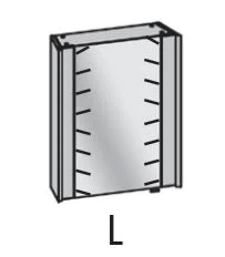 800046/ 801046 Spiegelschrank links  mit LED-Beleuchtung, Kippschalter rechts verbaut zum Schalten und Steuern der Lichtfarbe (Warm- oder Neutrallicht), Doppelsteckdose 1 Spiegeltür links beidseitig verspiegelt 2 Glaseinlegeböden Breite: 62 cm / Höhe: 76,