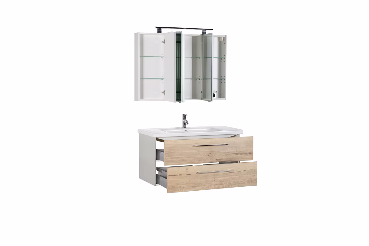 Marlin Bad 3400 - Kombination mit Spiegelschrank - 100 cm breit - Ansicht 4