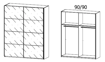 Rauch Select Beluga-Extra - Schwebetürenschrank Korpus in Dekorfarben / Front aus Glas - Ansicht 2