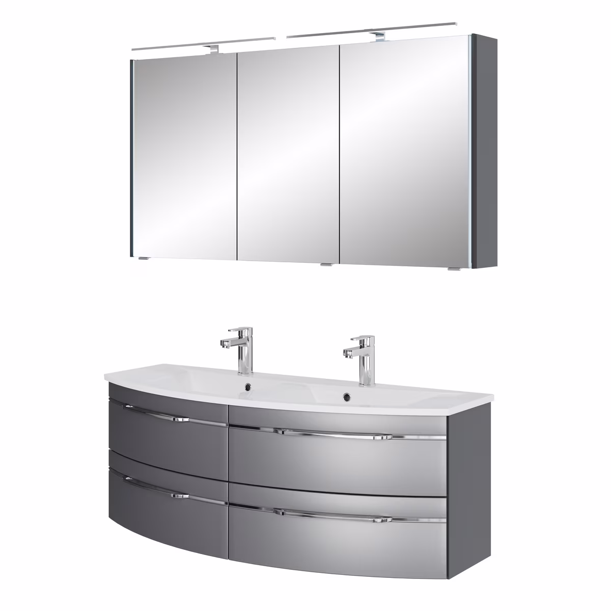 Pelipal 7045 Badmöbel Kombination 130 cm - mit Doppelwaschtisch mit Spiegelschrank - Ansicht 2