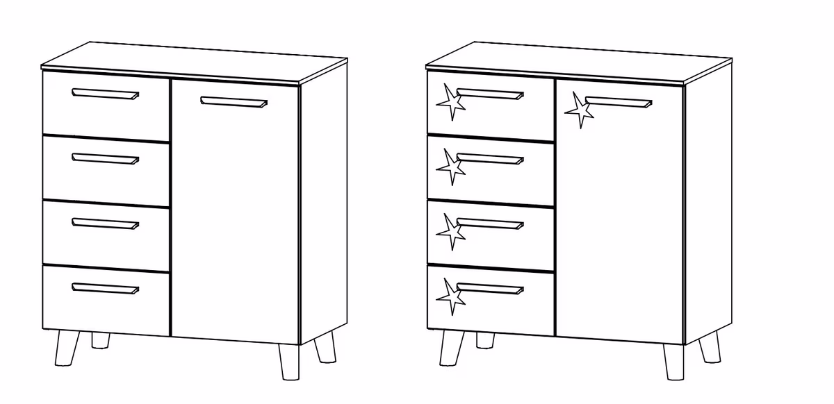 Rauch Select Mavi Extra / Kommoden-Varianten / Füße Wildeiche massiv - 90 cm hoch - Ansicht 5
