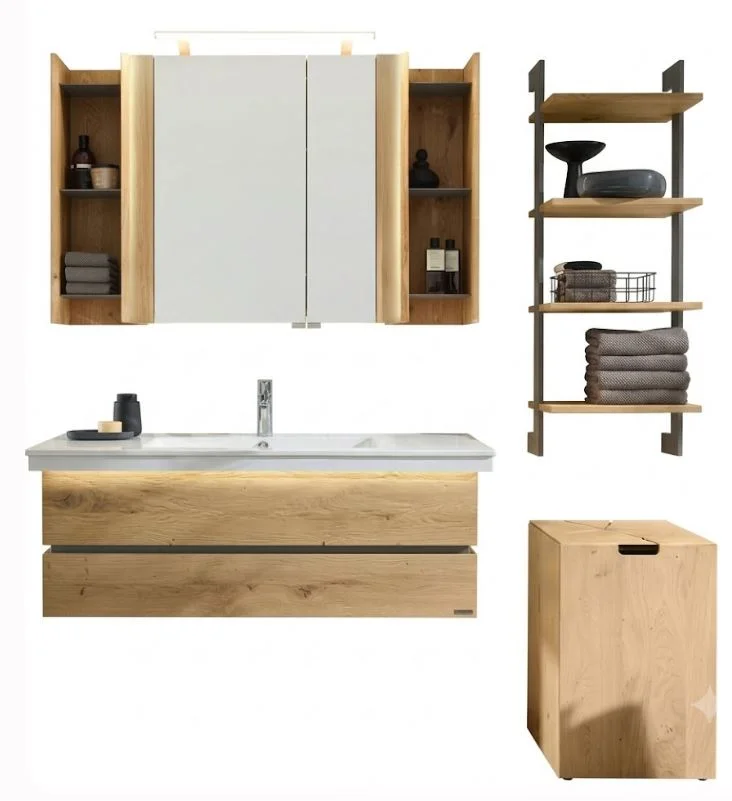 Thielemeyer Fresh Massivholz Badmöbelset 800529/801529 - Vorschlag 22 - 122 cm
