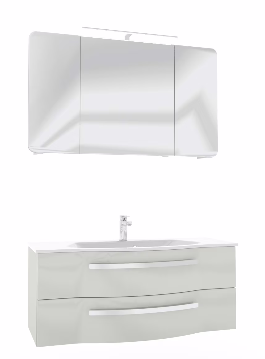 Pelipal 4005 Badmöbel Set mit Spiegelschrank mit Aufsatzleuchte - 117 cm