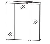 S2A531067 Spiegelschrank Serie A mit 3 Spiegeltüren auf Trägerplatte, inkl. LED-Aufbauleuchte, inkl. Schalter und Steckdose - 15x100x80 cm