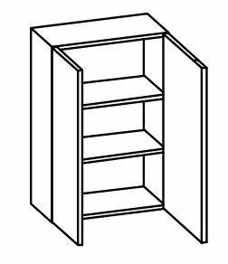 955.305035 Wandschrank / 2 Drehtüren / 2 Einlegeböden / Breite 50 cm / Höhe 75 cm / Tiefe 20 cm